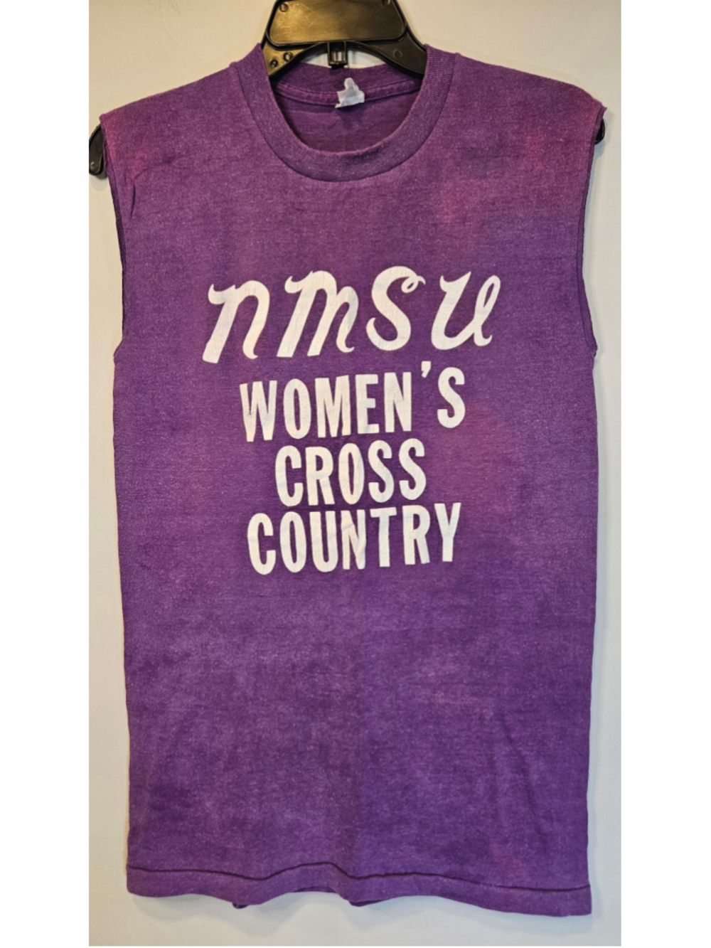 Vintage 80s NMSU Womens Cross Country Shirt M Healthknit USA Cut Sleeve
